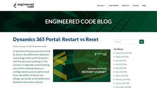 
                            5. Blog - Dynamics 365 Portal: Restart vs Reset - Engineered Code