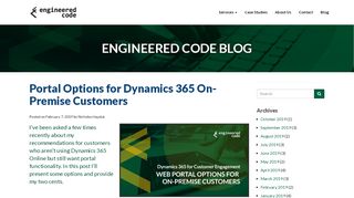 
                            7. Blog - Portal Options for Dynamics 365 On ... - Engineered Code