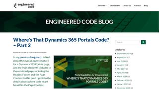 
                            7. Blog - Where's That Dynamics 365 Portals Code ... - Engineered Code