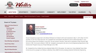 
                            9. Board of Trustees / Ronald Campbell - Waller ISD