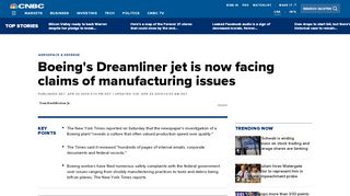 
                            2. Boeing's Dreamliner facing claims of manufacturing issues ...