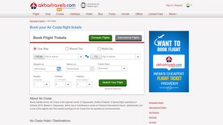 
                            5. Book your Air Costa flight tickets - Akbar Travels