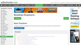 
                            8. Bootstrap Dropdowns - W3Schools