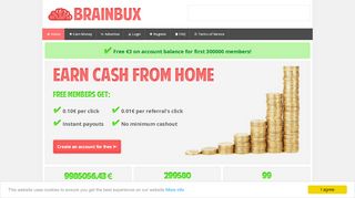 
                            9. BrainBux - Earn 0.10€ per click