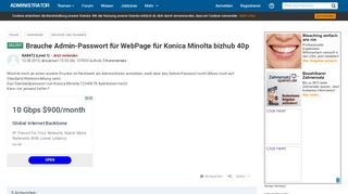 
                            10. Brauche Admin Passwort für WebPage für Konica Minolta ...