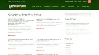 
                            3. Breaking News Archives - Federal University of Agriculture ...
