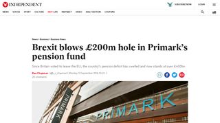 
                            4. Brexit blows £200m hole in Primark’s pension fund | The ...