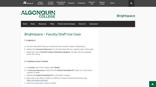 
                            7. Brightspace – Faculty/Staff Use Case | Brightspace - Algonquin College