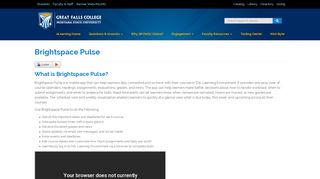 
                            5. Brightspace Pulse - eLearning | Great Falls College MSU