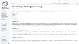 
                            4. British Society for Developmental Biology - Wikipedia