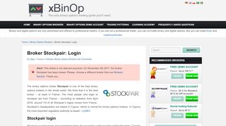 
                            11. Broker Stockpair: Login| x Binary Options