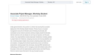 
                            8. Broward College hiring Associate Poject Manager, Workday Student ...