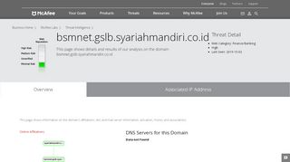 
                            6. bsmnet.gslb.syariahmandiri.co.id - Domain - McAfee Labs ...