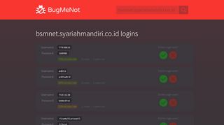 
                            8. bsmnet.syariahmandiri.co.id passwords - BugMeNot