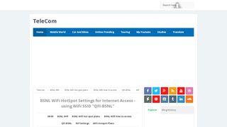 
                            9. BSNL WiFi HotSpot Settings for Internet Access - using WiFi SSID 