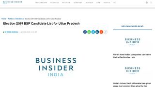 
                            9. BSP (Bahujan Samaj Party) Candidate list of Uttar Pradesh