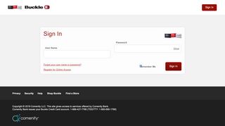
                            2. Buckle Credit Card - Sign In - Comenity