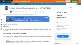 
                            3. Building A Simple Registration Form In ASP.NET MVC - C# Corner