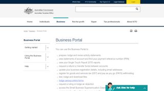 
                            1. Business Portal | Australian Taxation Office - Ato