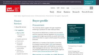 
                            9. Buyer profile - UWE Bristol: Finance Service