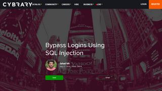 
                            8. Bypass Logins Using SQL Injection - Cybrary