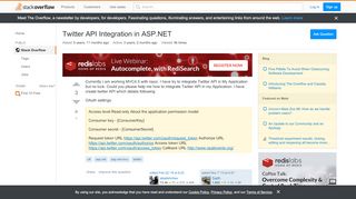 
                            7. c# - Twitter API Integration in ASP.NET - Stack Overflow