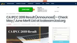 
                            8. CA IPCC 2019 Result (Announced) - Check May / June Merit ...