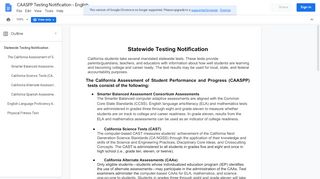 
                            8. CAASPP Testing Notification - English - Google Docs