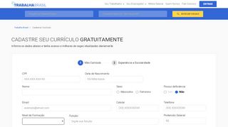 
                            3. Cadastrar Curriculo Gratis - Vagas de Empregos | Trabalha ...