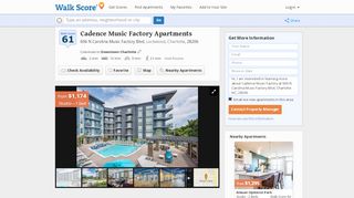 
                            9. Cadence Music Factory Apartments, Charlotte NC - Walk Score