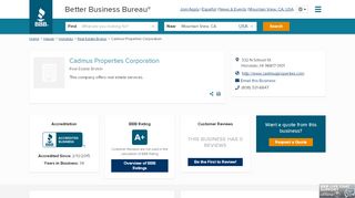 
                            7. Cadmus Properties Corporation | Better Business Bureau® Profile