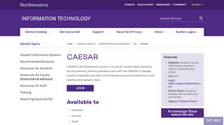
                            1. CAESAR: Information Technology - Northwestern University