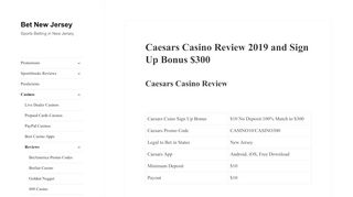 
                            8. Caesars Casino Review 2019 and Sign Up Bonus $300 - Bet ...