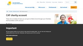 
                            5. CAF charity account - mariecurie.org.uk