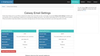 
                            5. Caiway Email Settings | caiway.net SMTP, IMAP & …