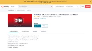 
                            4. CakePHP 3 Tutorial with User Authentication and Admin | Udemy
