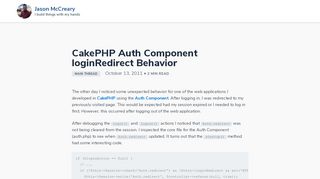 
                            9. CakePHP Auth Component loginRedirect Behavior - Jason McCreary