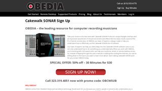 
                            8. Cakewalk SONAR Sign Up - obedia.com