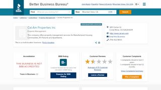 
                            7. Cal-Am Properties Inc | Better Business Bureau® Profile