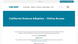 
                            9. California Science Adoption - Online Access | Lab Aids