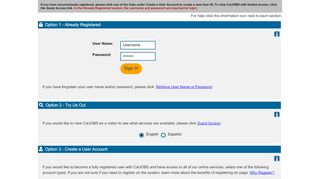 
                            11. CalJOBS - Login and Registration Options