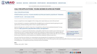 
                            5. CALL FOR APPLICATIONS: YOUNG WOMEN IN AFRICAN POWER ...