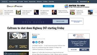 
                            9. Caltrans to shut down Highway 247 starting Friday - News ...