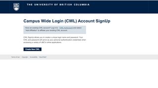 
                            4. Campus Wide Login (CWL) Account SignUp