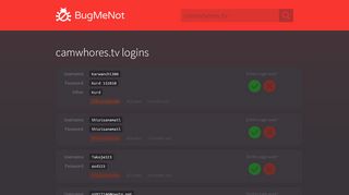 
                            7. camwhores.tv passwords - BugMeNot
