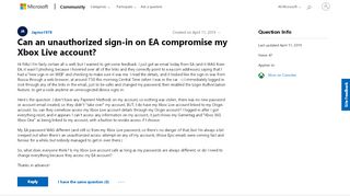 
                            8. Can an unauthorized sign-in on EA compromise my Xbox Live account ...