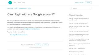 
                            2. Can I login with my Google account? - Momentum Dashboard