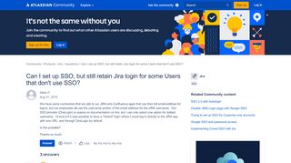 
                            1. Can I set up SSO, but still retain Jira login for ... - Atlassian Community