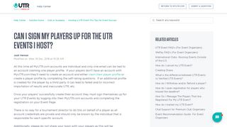 
                            8. Can I sign my players up for the UTR Events I host? : Help ...
