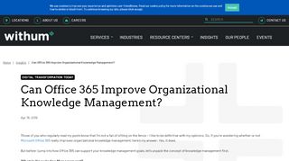 
                            8. Can Office 365 Improve Organizational Knowledge Management ...